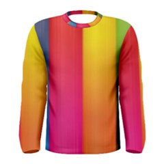 Rainbow Stripes Vertical Lines Colorful Blue Pink Orange Green Men s Long Sleeve Tee by Mariart