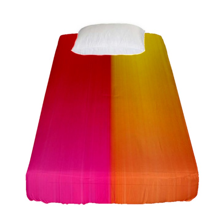 Rainbow Stripes Vertical Lines Colorful Blue Pink Orange Green Fitted Sheet (Single Size)