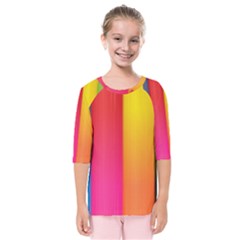 Rainbow Stripes Vertical Lines Colorful Blue Pink Orange Green Kids  Quarter Sleeve Raglan Tee