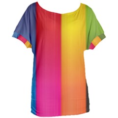 Rainbow Stripes Vertical Lines Colorful Blue Pink Orange Green Women s Oversized Tee by Mariart