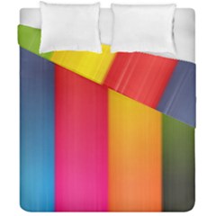 Rainbow Stripes Vertical Lines Colorful Blue Pink Orange Green Duvet Cover Double Side (california King Size)