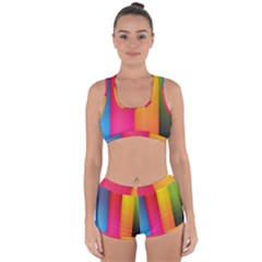 Rainbow Stripes Vertical Lines Colorful Blue Pink Orange Green Racerback Boyleg Bikini Set by Mariart