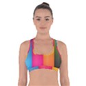 Rainbow Stripes Vertical Lines Colorful Blue Pink Orange Green Cross Back Sports Bra View1