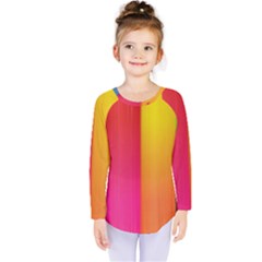 Rainbow Stripes Vertical Lines Colorful Blue Pink Orange Green Kids  Long Sleeve Tee