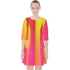 Rainbow Stripes Vertical Lines Colorful Blue Pink Orange Green Pocket Dress by Mariart