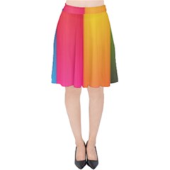 Rainbow Stripes Vertical Lines Colorful Blue Pink Orange Green Velvet High Waist Skirt by Mariart