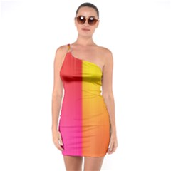 Rainbow Stripes Vertical Lines Colorful Blue Pink Orange Green One Soulder Bodycon Dress by Mariart