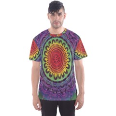 Rainbow Mandala Circle Men s Sports Mesh Tee