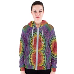 Rainbow Mandala Circle Women s Zipper Hoodie by Mariart