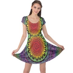 Rainbow Mandala Circle Cap Sleeve Dress by Mariart