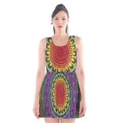 Rainbow Mandala Circle Scoop Neck Skater Dress by Mariart