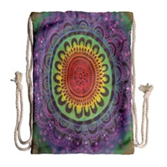 Rainbow Mandala Circle Drawstring Bag (large)