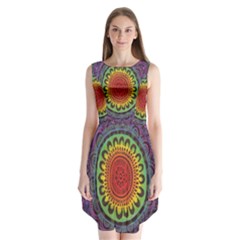 Rainbow Mandala Circle Sleeveless Chiffon Dress   by Mariart