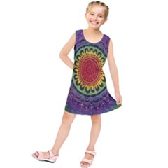 Rainbow Mandala Circle Kids  Tunic Dress by Mariart