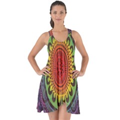 Rainbow Mandala Circle Show Some Back Chiffon Dress by Mariart