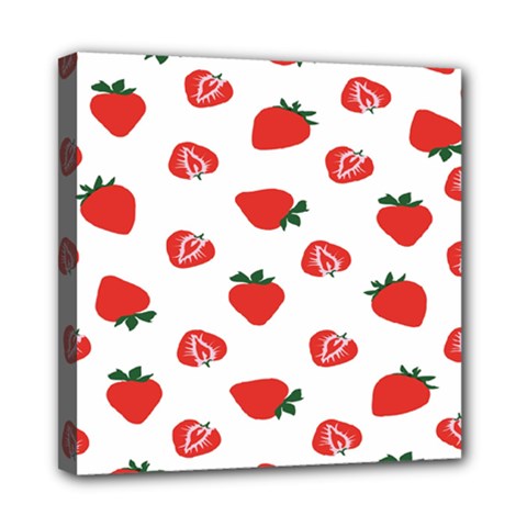 Red Fruit Strawberry Pattern Mini Canvas 8  X 8 