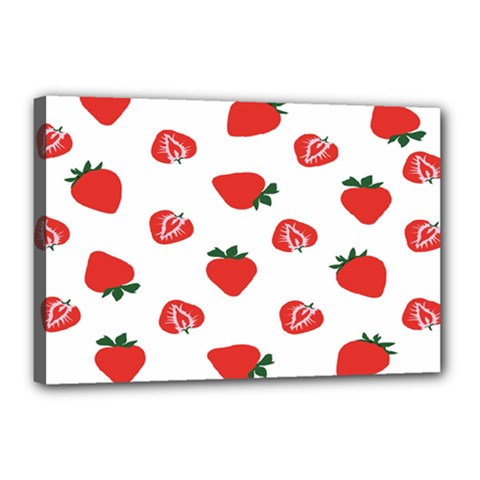 Red Fruit Strawberry Pattern Canvas 18  X 12 