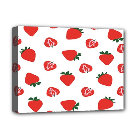 Red Fruit Strawberry Pattern Deluxe Canvas 16  X 12  