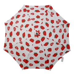 Red Fruit Strawberry Pattern Hook Handle Umbrellas (large)