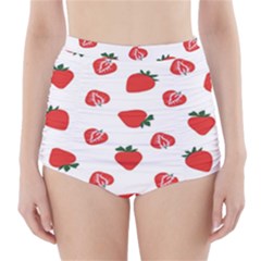 Red Fruit Strawberry Pattern High-waisted Bikini Bottoms