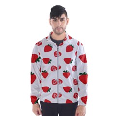 Red Fruit Strawberry Pattern Wind Breaker (men) by Mariart