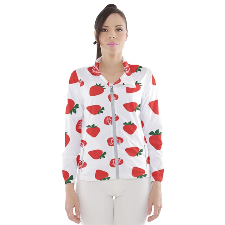 Red Fruit Strawberry Pattern Wind Breaker (Women)