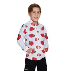 Red Fruit Strawberry Pattern Wind Breaker (kids) by Mariart