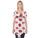 Red Fruit Strawberry Pattern Short Sleeve Tunic  View1