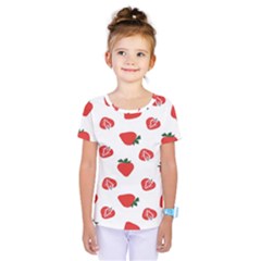 Red Fruit Strawberry Pattern Kids  One Piece Tee