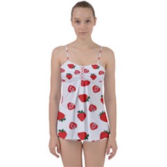 Red Fruit Strawberry Pattern Babydoll Tankini Set by Mariart