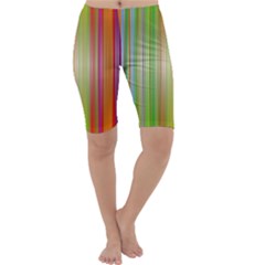 Rainbow Stripes Vertical Colorful Bright Cropped Leggings 