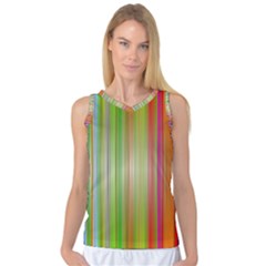 Rainbow Stripes Vertical Colorful Bright Women s Basketball Tank Top