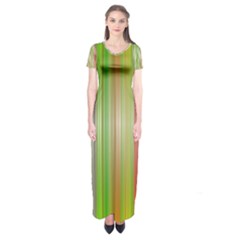 Rainbow Stripes Vertical Colorful Bright Short Sleeve Maxi Dress