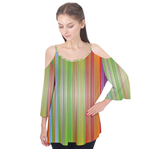 Rainbow Stripes Vertical Colorful Bright Flutter Tees by Mariart