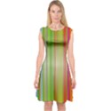 Rainbow Stripes Vertical Colorful Bright Capsleeve Midi Dress View1