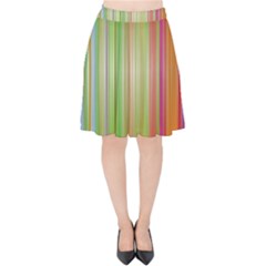 Rainbow Stripes Vertical Colorful Bright Velvet High Waist Skirt by Mariart