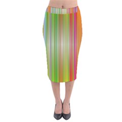 Rainbow Stripes Vertical Colorful Bright Velvet Midi Pencil Skirt