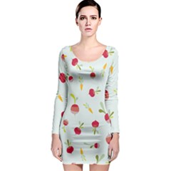 Root Vegetables Pattern Carrots Long Sleeve Bodycon Dress