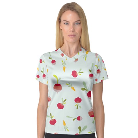 Root Vegetables Pattern Carrots V-neck Sport Mesh Tee by Mariart