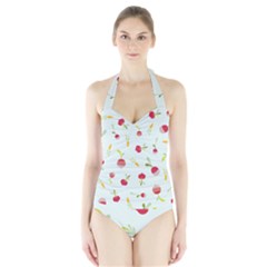 Root Vegetables Pattern Carrots Halter Swimsuit