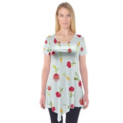 Root Vegetables Pattern Carrots Short Sleeve Tunic 