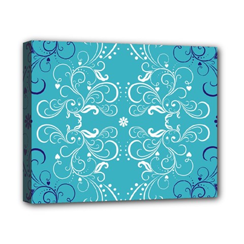 Repeatable Patterns Shutterstock Blue Leaf Heart Love Canvas 10  X 8  by Mariart