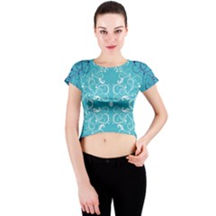 Repeatable Patterns Shutterstock Blue Leaf Heart Love Crew Neck Crop Top