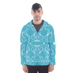 Repeatable Patterns Shutterstock Blue Leaf Heart Love Hooded Wind Breaker (men) by Mariart