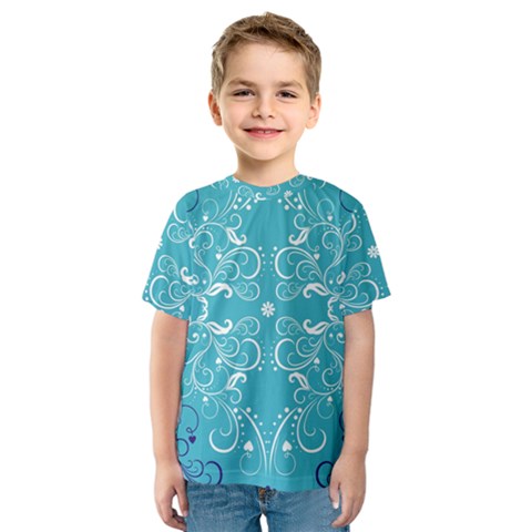 Repeatable Patterns Shutterstock Blue Leaf Heart Love Kids  Sport Mesh Tee by Mariart