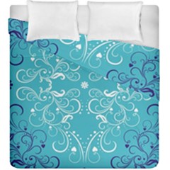 Repeatable Patterns Shutterstock Blue Leaf Heart Love Duvet Cover Double Side (king Size) by Mariart