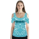 Repeatable Patterns Shutterstock Blue Leaf Heart Love Butterfly Sleeve Cutout Tee  View1