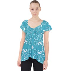 Repeatable Patterns Shutterstock Blue Leaf Heart Love Lace Front Dolly Top by Mariart