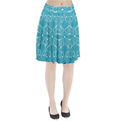 Repeatable Patterns Shutterstock Blue Leaf Heart Love Pleated Skirt