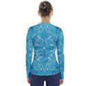 Repeatable Patterns Shutterstock Blue Leaf Heart Love V-Neck Long Sleeve Top View2